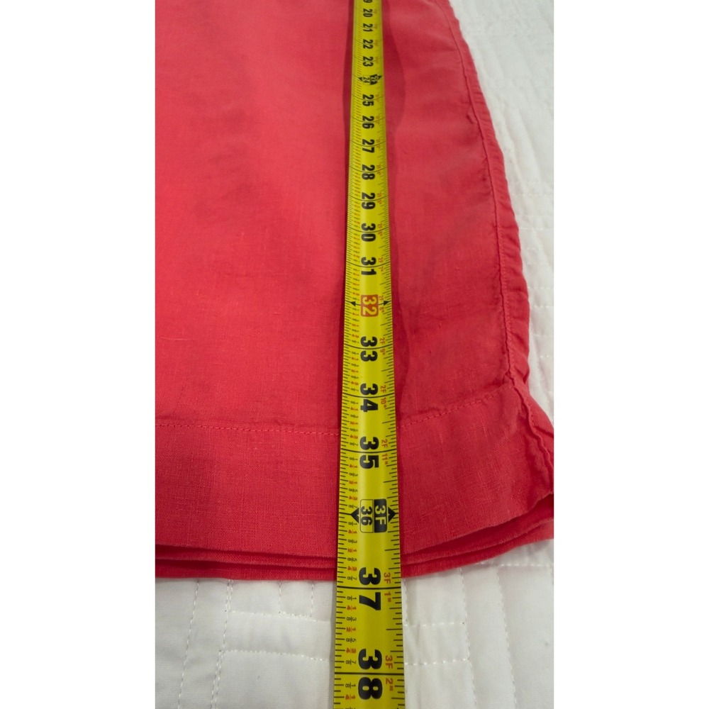 Tahari Women Coral Pink 100% Linen Wide Leg Elastic Waist Pants Size L - Picture 6 of 7